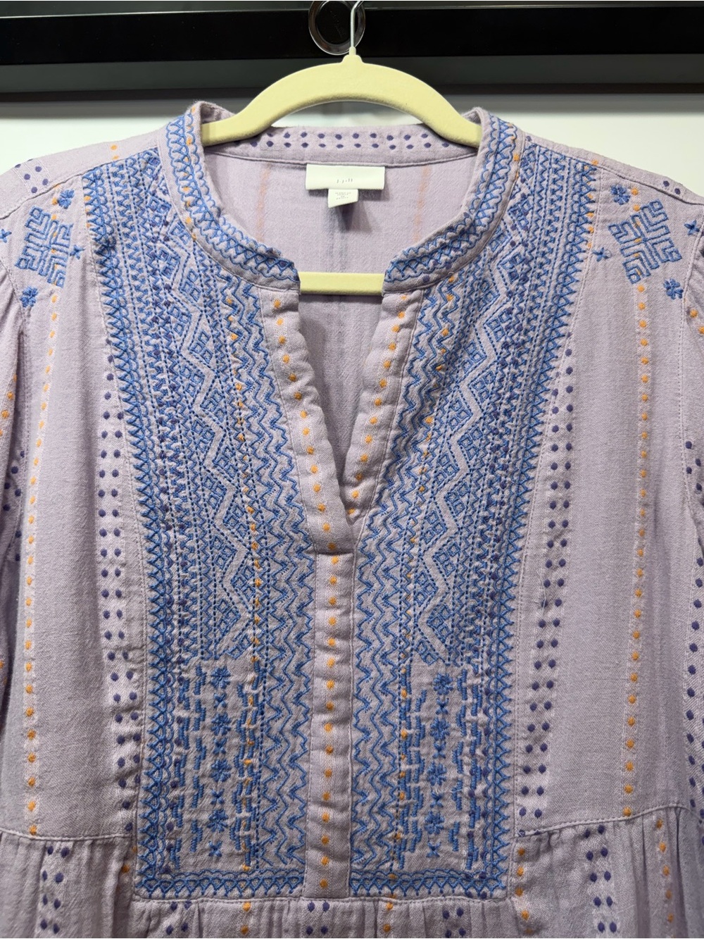 J.Jill Purple Embroidered 100% Cotton Boho Blouse Top M Petite - Picture 3 of 13
